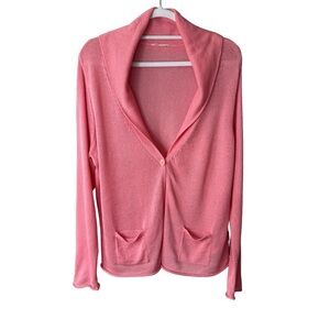 Elegant Lightweight Knit Pink Cardigan Sweater Size L XL Layering Minimalist